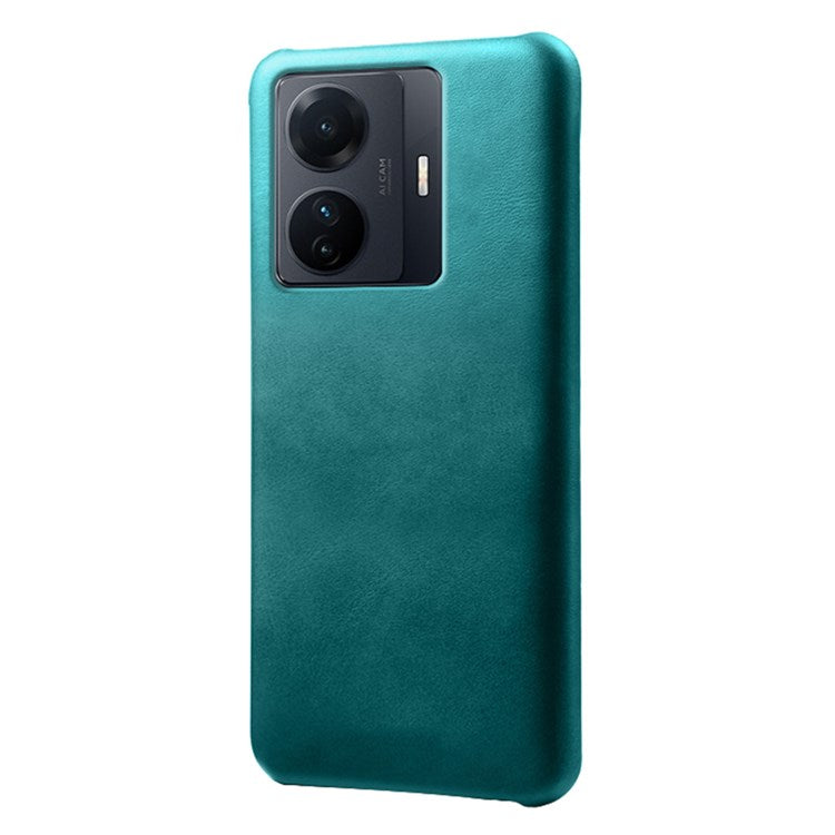 For vivo S15e 5G/T1 (Snapdragon 778G) 5G/iQOO Z6 Pro 5G Textured PU Leather Coated Hard PC Cover Anti-scratch Phone Case - Green