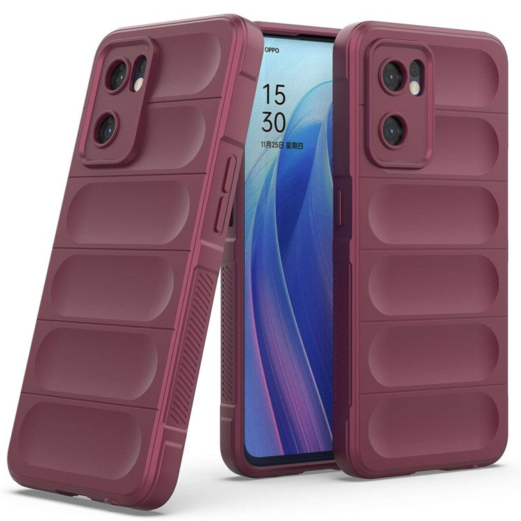 Soft TPU Back Cover for Oppo Reno7 5G (Global) Well-protected Anti-drop Rugged Phone Case - Wine Red