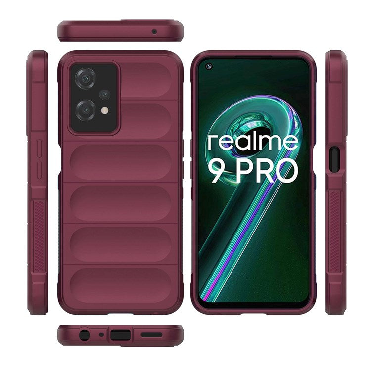 Soft TPU Case for Realme 9 Pro 5G / 9 5G Rugged Back Cover Anti-drop Phone Protector - Wine Red