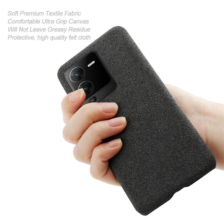 For vivo S15 5G Scratch Resistant Mobile Phone Case Shell Anti-fingerprint Solid Color Hard PC+Cloth Phone Cover - Brown