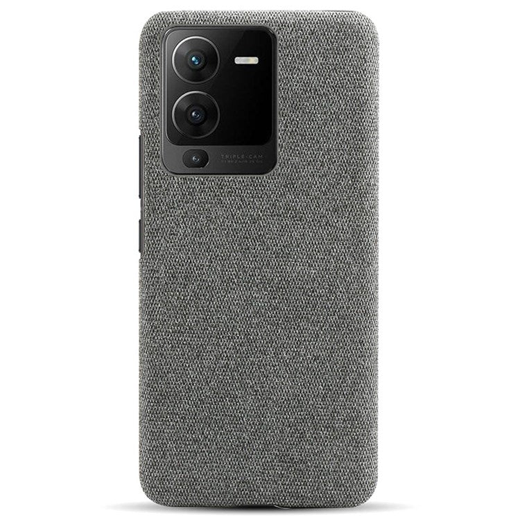 For vivo S15 5G Scratch Resistant Mobile Phone Case Shell Anti-fingerprint Solid Color Hard PC+Cloth Phone Cover - Grey