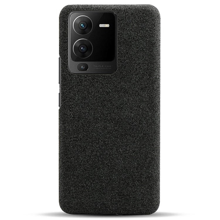 Anti-drop Mobile Phone Case Shell for vivo S15 Pro 5G, Anti-collision Solid Color Hard PC+Cloth Phone Cover - Black