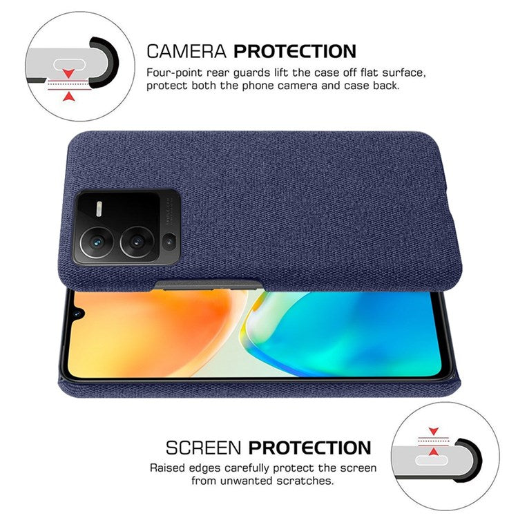 Anti-drop Mobile Phone Case Shell for vivo S15 Pro 5G, Anti-collision Solid Color Hard PC+Cloth Phone Cover - Blue