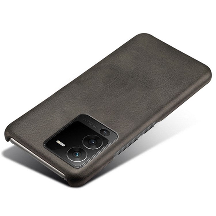 For vivo S15 Pro 5G Anti-fall Mobile Phone Cover Textured PU Leather Coated Hard PC Cover Anti-scratch Phone Case - Black