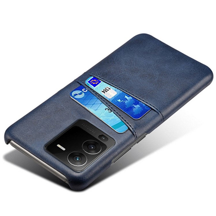 PU Leather + PC Phone Case for vivo S15 Pro 5G, Dual Card Slots Anti-scratch Protective Cover - Blue