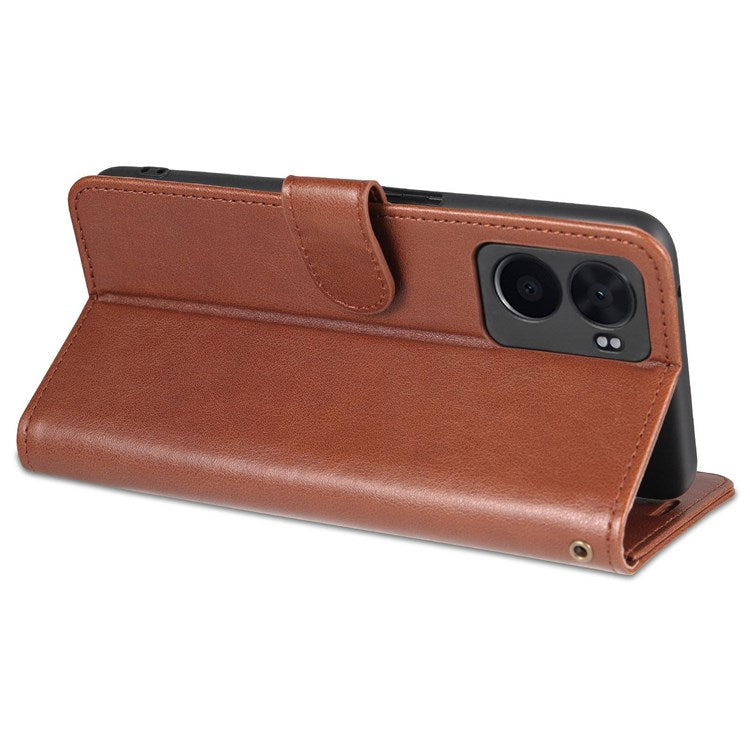 AZNS For Oppo A57 (2022) 5G / A77 5G / OnePlus Nord N300 5G Textured PU Leather Stand Flip Cover Magnetic Closure Shockproof Protective Wallet Case - Brown