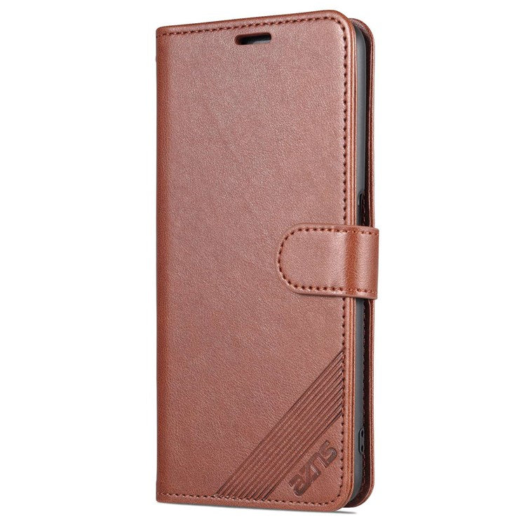AZNS For Oppo A57 (2022) 5G / A77 5G / OnePlus Nord N300 5G Textured PU Leather Stand Flip Cover Magnetic Closure Shockproof Protective Wallet Case - Brown