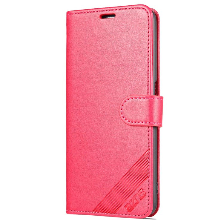AZNS For Oppo A57 (2022) 5G / A77 5G / OnePlus Nord N300 5G Textured PU Leather Stand Flip Cover Magnetic Closure Shockproof Protective Wallet Case - Red