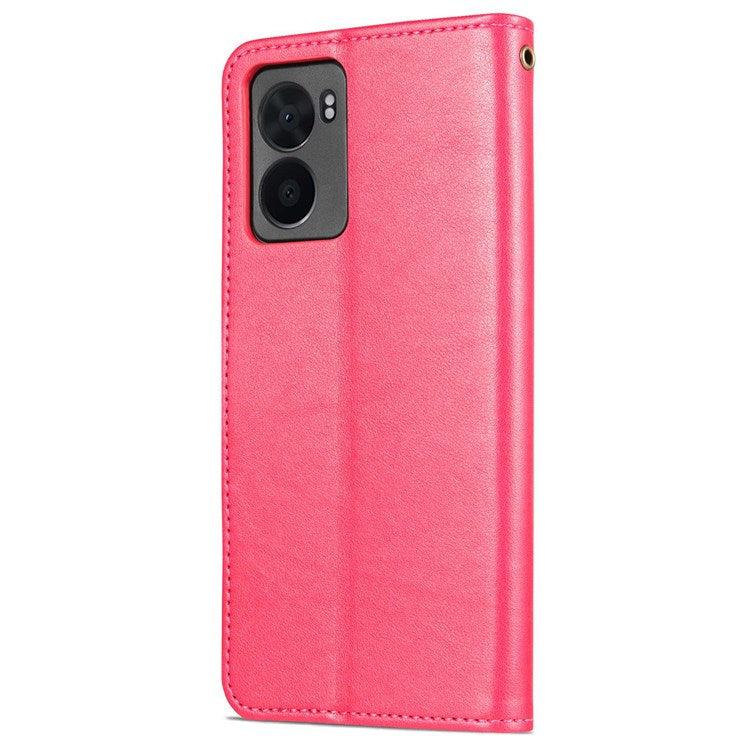AZNS For Oppo A57 (2022) 5G / A77 5G / OnePlus Nord N300 5G Textured PU Leather Stand Flip Cover Magnetic Closure Shockproof Protective Wallet Case - Red