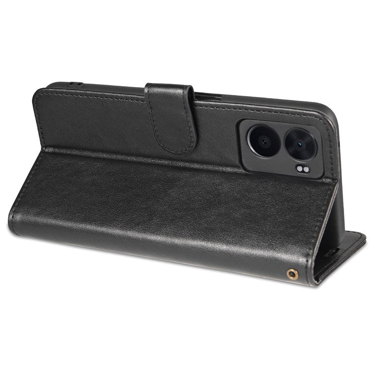 AZNS For Oppo A57 (2022) 5G / A77 5G / OnePlus Nord N300 5G Textured PU Leather Stand Flip Cover Magnetic Closure Shockproof Protective Wallet Case - Black
