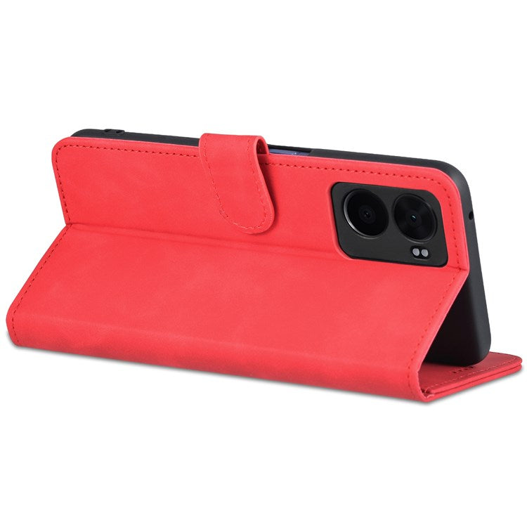 AZNS For Oppo A57 (2022) 5G / A77 5G / OnePlus Nord N300 5G PU Leather Folio Case Stand Shockproof TPU Inner Shell Wallet Flip Phone Cover - Red