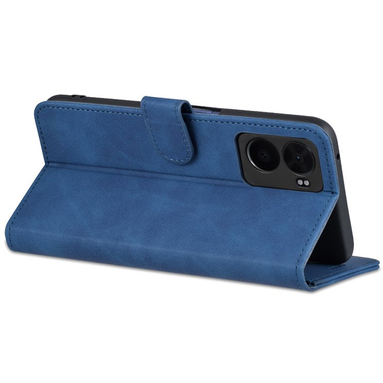 AZNS For Oppo A57 (2022) 5G / A77 5G / OnePlus Nord N300 5G PU Leather Folio Case Stand Shockproof TPU Inner Shell Wallet Flip Phone Cover - Blue