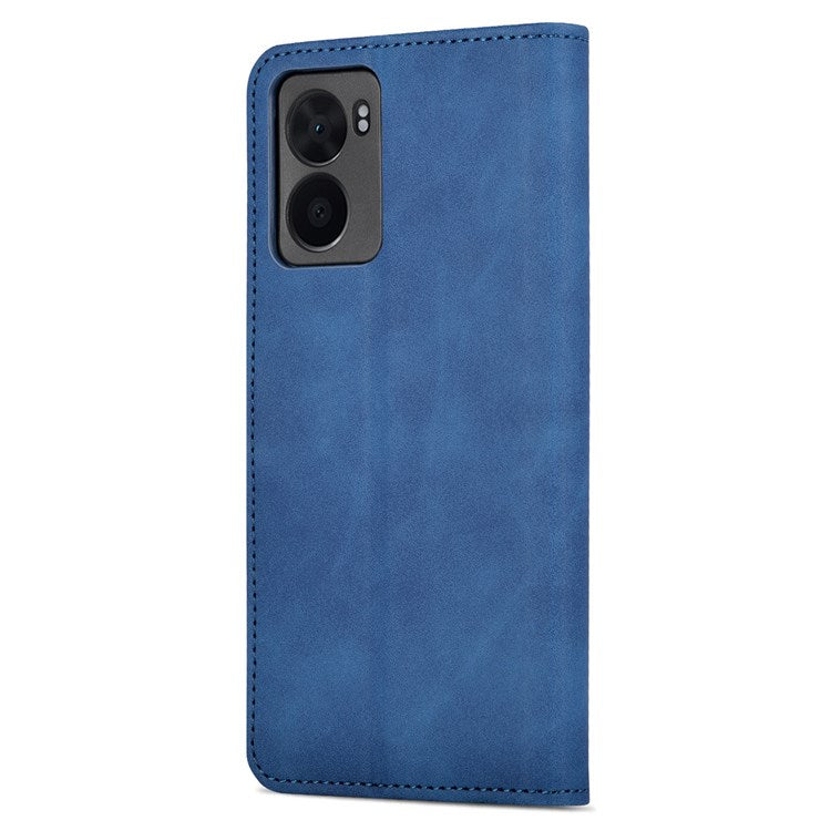 AZNS For Oppo A57 (2022) 5G / A77 5G / OnePlus Nord N300 5G PU Leather Folio Case Stand Shockproof TPU Inner Shell Wallet Flip Phone Cover - Blue