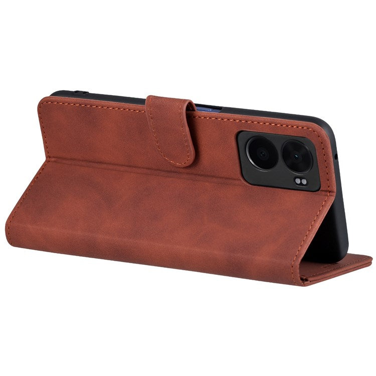 AZNS For Oppo A57 (2022) 5G / A77 5G / OnePlus Nord N300 5G PU Leather Folio Case Stand Shockproof TPU Inner Shell Wallet Flip Phone Cover - Brown