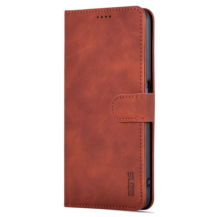 AZNS For Oppo A57 (2022) 5G / A77 5G / OnePlus Nord N300 5G PU Leather Folio Case Stand Shockproof TPU Inner Shell Wallet Flip Phone Cover - Brown