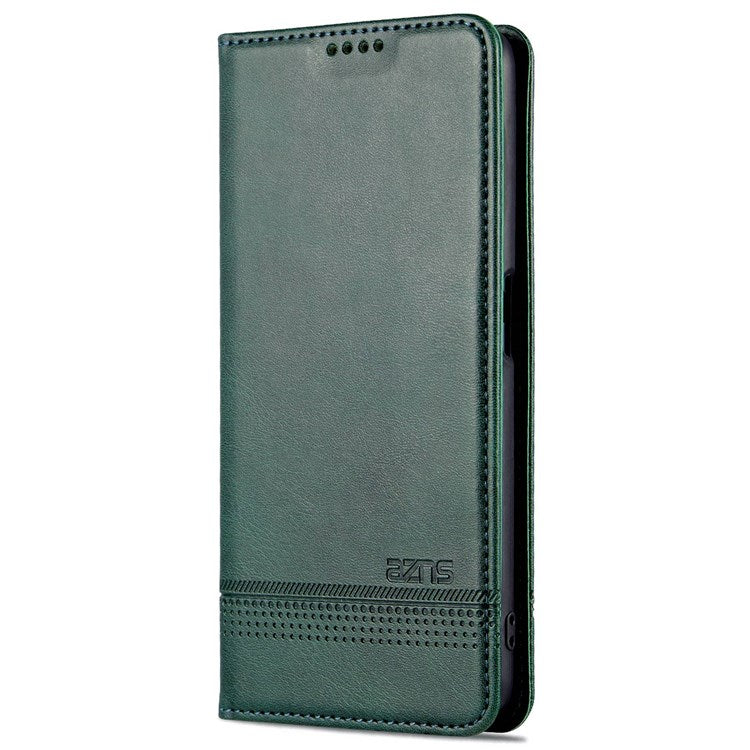 AZNS For Oppo A57 (2022) 5G / A77 5G / OnePlus Nord N300 5G PU Leather Wallet Flip Cover Hidden Magnetic Absorption Stand Folio Phone Case - Blackish Green