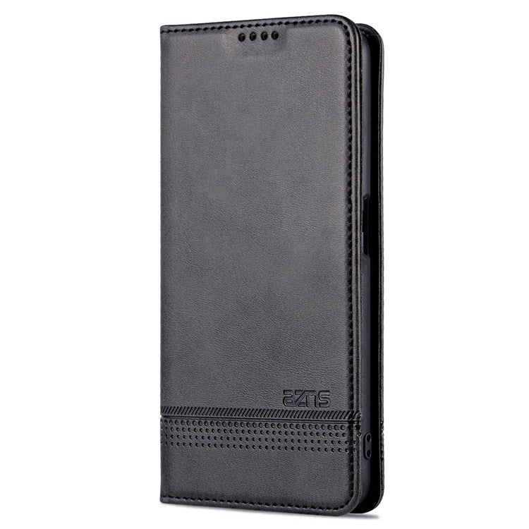 AZNS For Oppo A57 (2022) 5G / A77 5G / OnePlus Nord N300 5G PU Leather Wallet Flip Cover Hidden Magnetic Absorption Stand Folio Phone Case - Black