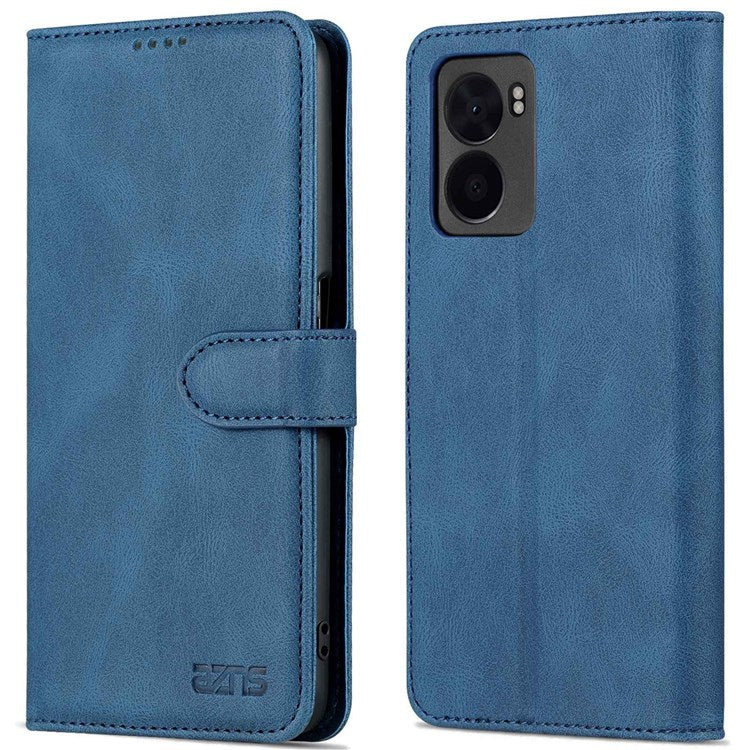 AZNS For Oppo A57 (2022) 5G / A77 5G / OnePlus Nord N300 5G PU Leather Flip Folio Case Wallet Stand Magnetic Closure TPU Shockproof Interior Protective Cover - Blue