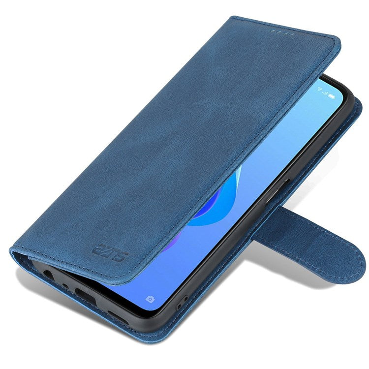 AZNS For Oppo A57 (2022) 5G / A77 5G / OnePlus Nord N300 5G PU Leather Flip Folio Case Wallet Stand Magnetic Closure TPU Shockproof Interior Protective Cover - Blue