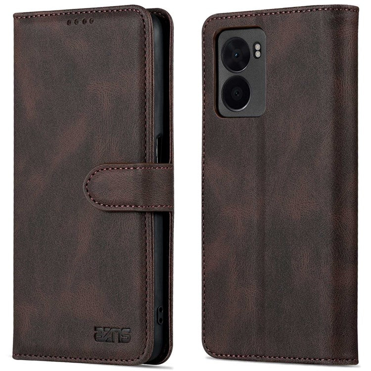AZNS For Oppo A57 (2022) 5G / A77 5G / OnePlus Nord N300 5G PU Leather Flip Folio Case Wallet Stand Magnetic Closure TPU Shockproof Interior Protective Cover - Brown