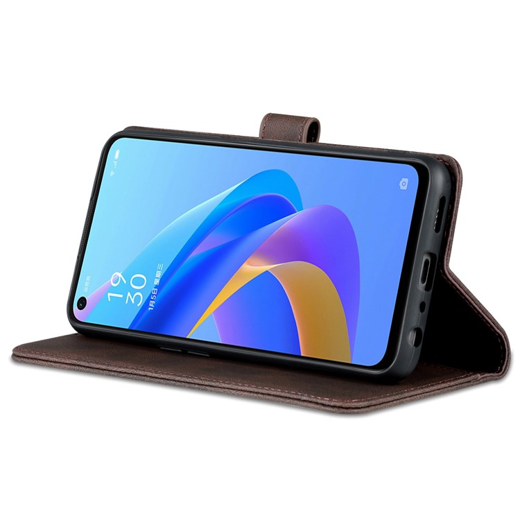 AZNS For Oppo A57 (2022) 5G / A77 5G / OnePlus Nord N300 5G PU Leather Flip Folio Case Wallet Stand Magnetic Closure TPU Shockproof Interior Protective Cover - Brown