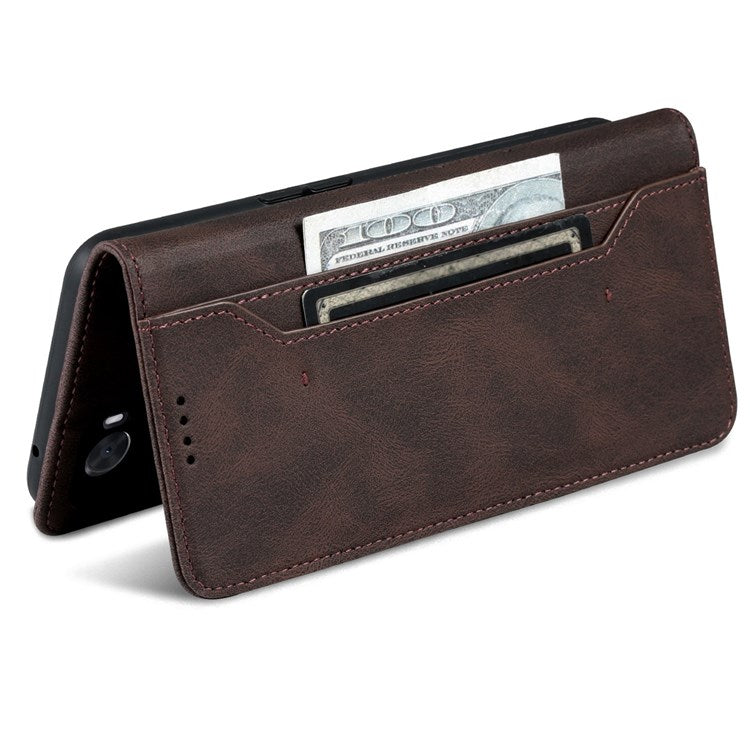 AZNS For Oppo A57 (2022) 5G / A77 5G / OnePlus Nord N300 5G PU Leather Flip Folio Case Wallet Stand Magnetic Closure TPU Shockproof Interior Protective Cover - Brown