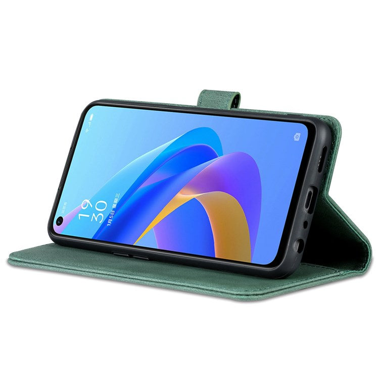 AZNS For Oppo A57 (2022) 5G / A77 5G / OnePlus Nord N300 5G PU Leather Flip Folio Case Wallet Stand Magnetic Closure TPU Shockproof Interior Protective Cover - Green