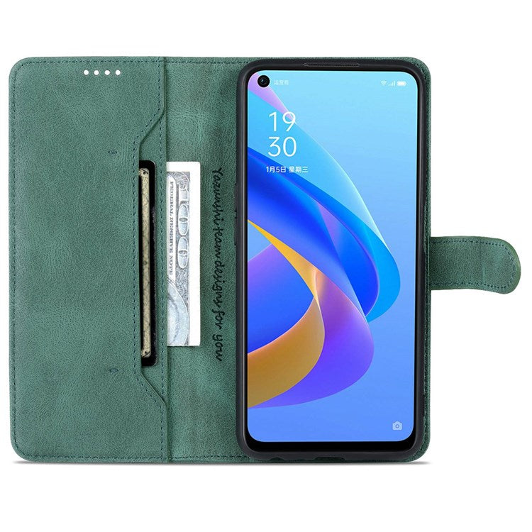 AZNS For Oppo A57 (2022) 5G / A77 5G / OnePlus Nord N300 5G PU Leather Flip Folio Case Wallet Stand Magnetic Closure TPU Shockproof Interior Protective Cover - Green