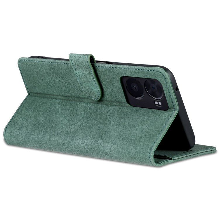AZNS For Oppo A57 (2022) 5G / A77 5G / OnePlus Nord N300 5G PU Leather Flip Folio Case Wallet Stand Magnetic Closure TPU Shockproof Interior Protective Cover - Green