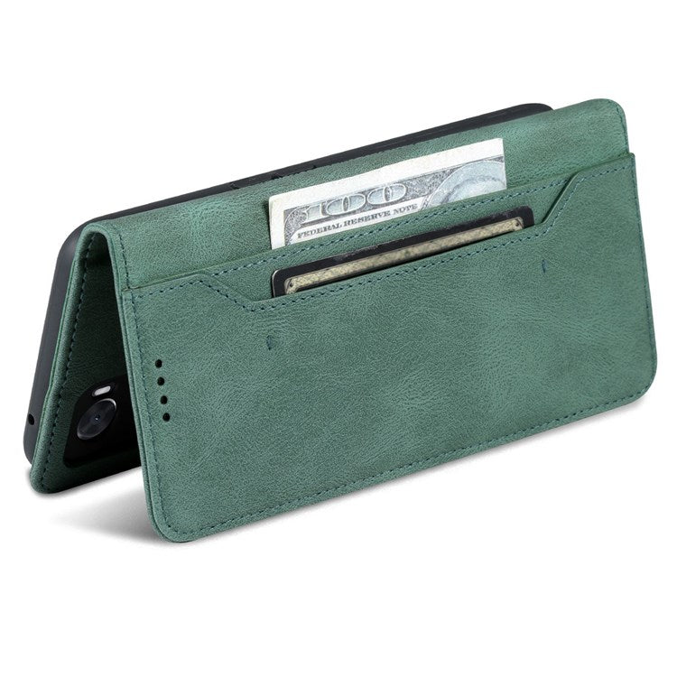 AZNS For Oppo A57 (2022) 5G / A77 5G / OnePlus Nord N300 5G PU Leather Flip Folio Case Wallet Stand Magnetic Closure TPU Shockproof Interior Protective Cover - Green