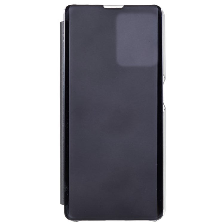 For Realme 9 Pro 5G / 9 5G / 9 5G / V25 5G Drop-proof Smart View Window Mirror Case Electroplate Stand PU Leather Full Body Protective Cover - Black