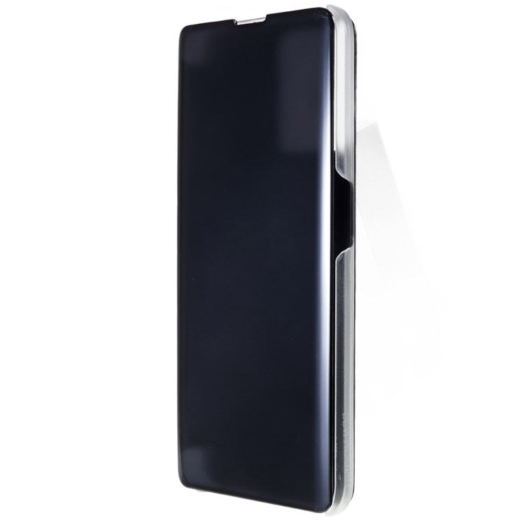For Realme 9 Pro 5G / 9 5G / 9 5G / V25 5G Drop-proof Smart View Window Mirror Case Electroplate Stand PU Leather Full Body Protective Cover - Black