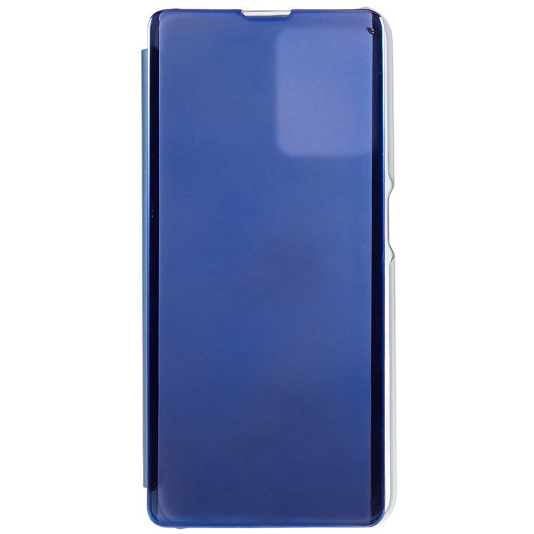 For Realme 9 Pro 5G / 9 5G / 9 5G / V25 5G Drop-proof Smart View Window Mirror Case Electroplate Stand PU Leather Full Body Protective Cover - Blue