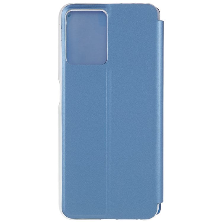 For Realme 9 Pro 5G / 9 5G / 9 5G / V25 5G Drop-proof Smart View Window Mirror Case Electroplate Stand PU Leather Full Body Protective Cover - Blue
