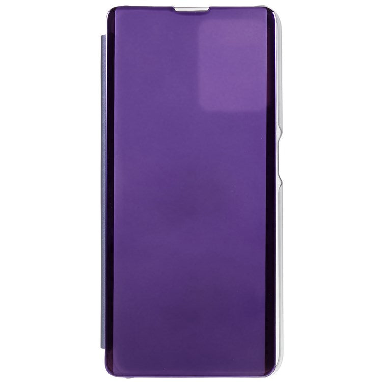 For Realme 9 Pro 5G / 9 5G / 9 5G / V25 5G Drop-proof Smart View Window Mirror Case Electroplate Stand PU Leather Full Body Protective Cover - Purple