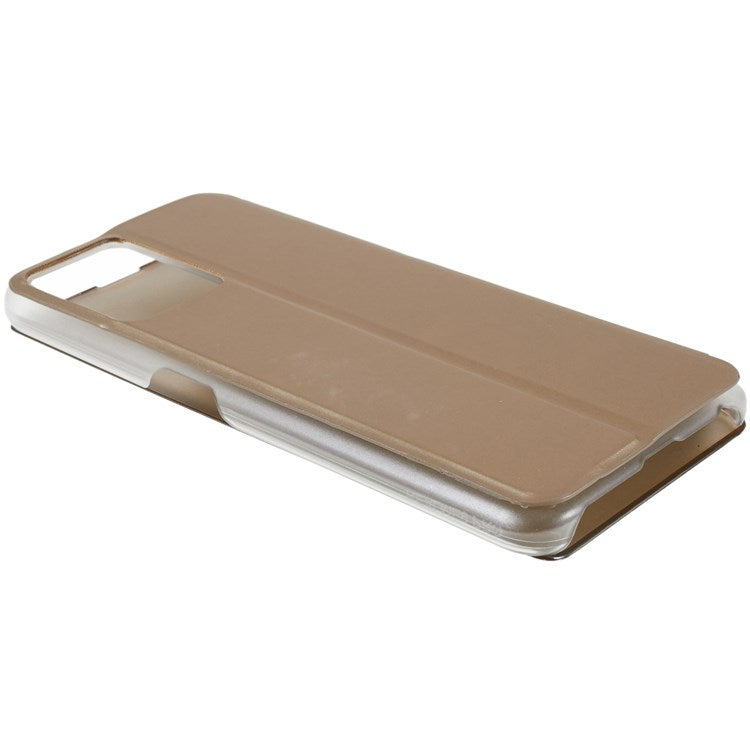 For Realme 9 Pro 5G / 9 5G / 9 5G / V25 5G Drop-proof Smart View Window Mirror Case Electroplate Stand PU Leather Full Body Protective Cover - Gold