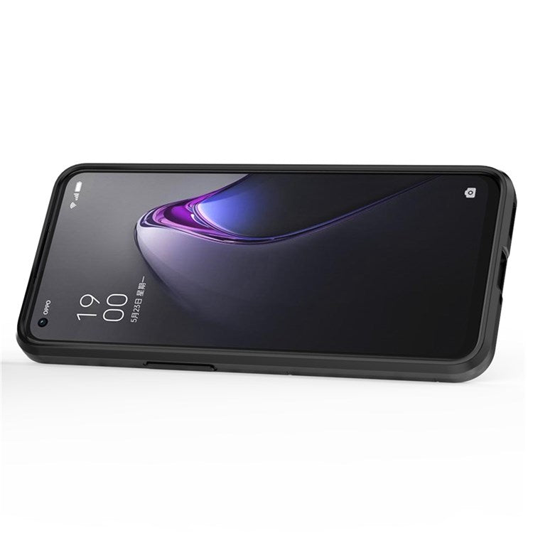 Ring Kickstand Drop-proof Phone Case for Oppo Reno8 5G (Global Version) / Oppo Reno8 5G, Soft TPU + Hard PC Hybrid Cover - Black
