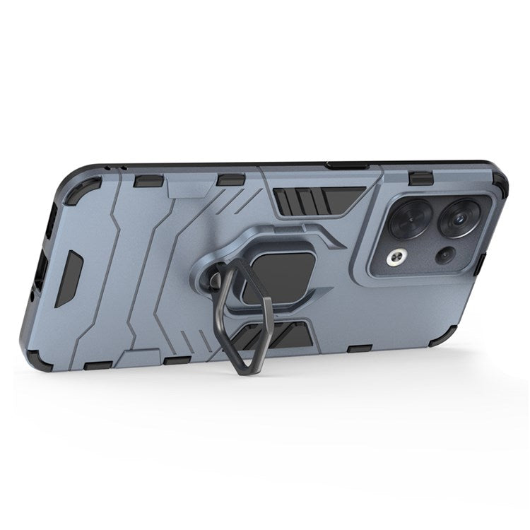 Ring Kickstand Drop-proof Phone Case for Oppo Reno8 5G (Global Version) / Oppo Reno8 5G, Soft TPU + Hard PC Hybrid Cover - Blue