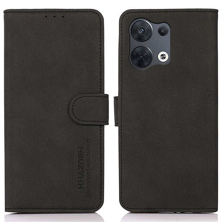 KHAZNEH For Oppo Reno8 Pro+ (China) 5G / Reno8 Pro 5G (Global Version) Textured PU Leather Stand Phone Case Folio Flip Anti-scratch Phone Wallet Cover - Black
