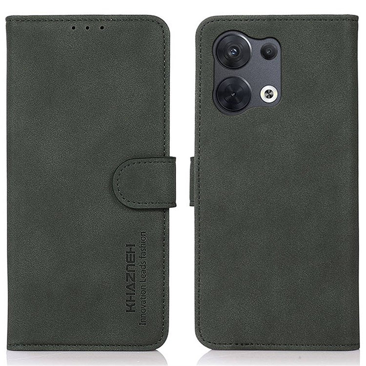 KHAZNEH For Oppo Reno8 Pro+ (China) 5G / Reno8 Pro 5G (Global Version) Textured PU Leather Stand Phone Case Folio Flip Anti-scratch Phone Wallet Cover - Green
