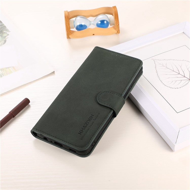 KHAZNEH Textured PU Leather Phone Case for Oppo Reno8 5G (Global Version) / Oppo Reno8 5G, Stand Wallet All-round Protection Cover - Green
