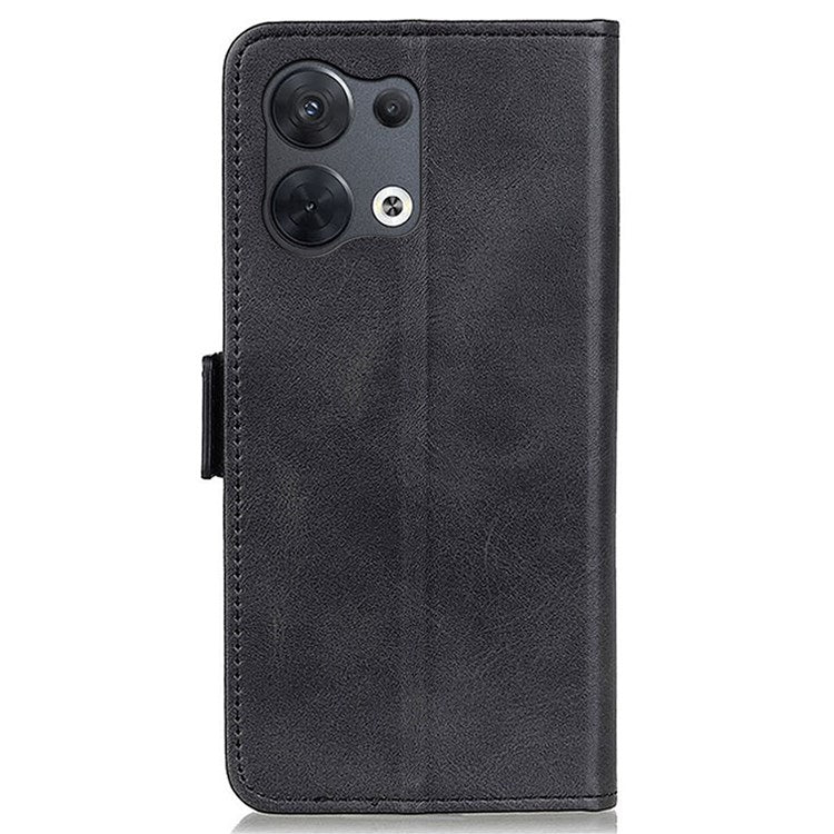 Side Magnetic Clasp PU Leather Case for Oppo Reno8 5G (Global Version) / Oppo Reno8 5G, Wallet Stand Full Protection Phone Cover - Black