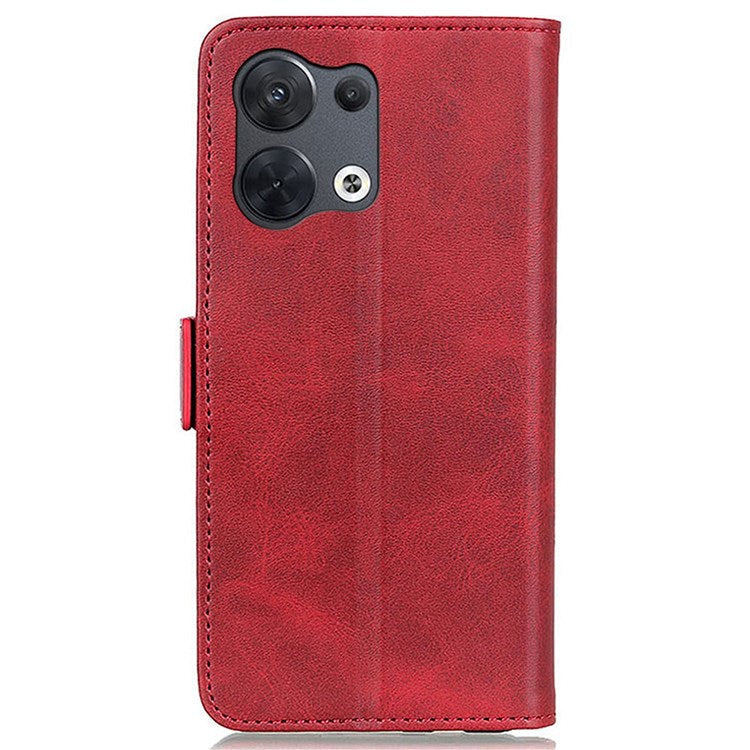 Side Magnetic Clasp PU Leather Case for Oppo Reno8 5G (Global Version) / Oppo Reno8 5G, Wallet Stand Full Protection Phone Cover - Red