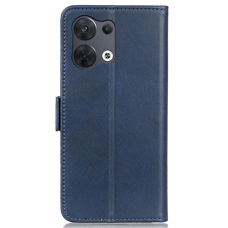 PU Leather Wallet Case for Oppo Reno8 Pro+ (China) 5G / Reno8 Pro 5G (Global Version), Foldable Stand Magnetic Closure Phone Cover - Blue