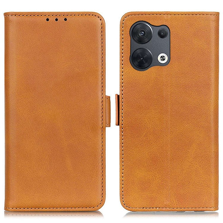 PU Leather Wallet Case for Oppo Reno8 Pro+ (China) 5G / Reno8 Pro 5G (Global Version), Foldable Stand Magnetic Closure Phone Cover - Yellow