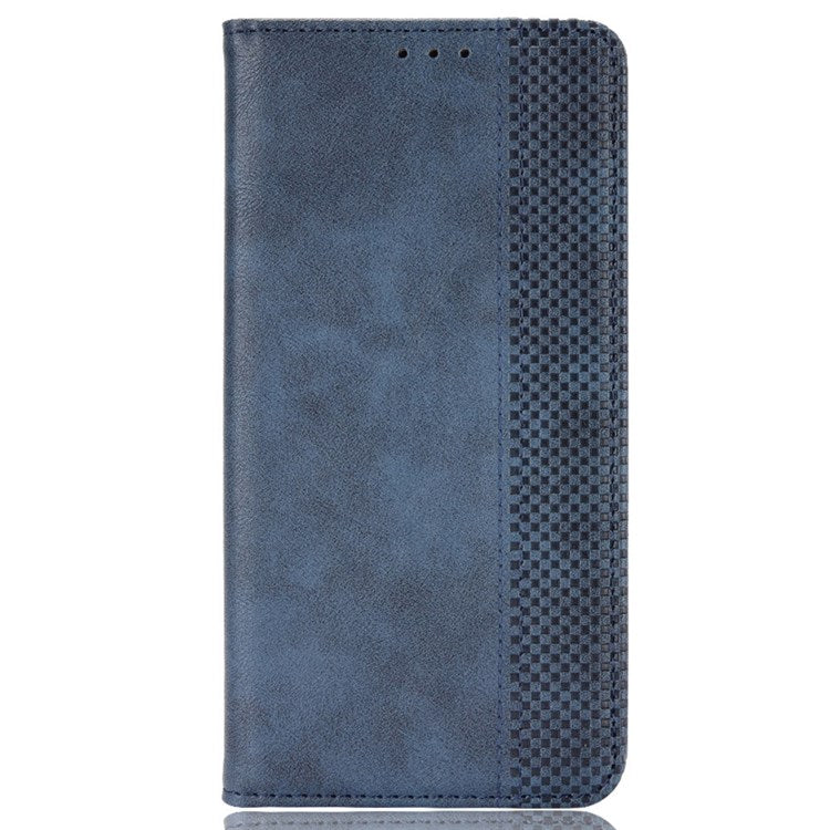 Retro Texture Magnetic Absorption Leather Case for Oppo Reno8 Pro (China) 5G, Viewing Stand Wallet Protective Cover - Blue
