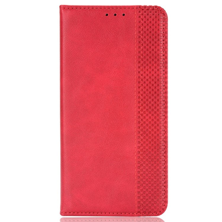 Retro Texture Magnetic Absorption Leather Case for Oppo Reno8 Pro (China) 5G, Viewing Stand Wallet Protective Cover - Red