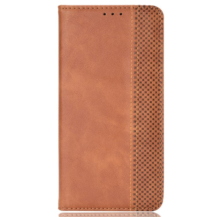 Retro Texture Magnetic Absorption Leather Case for Oppo Reno8 Pro (China) 5G, Viewing Stand Wallet Protective Cover - Brown