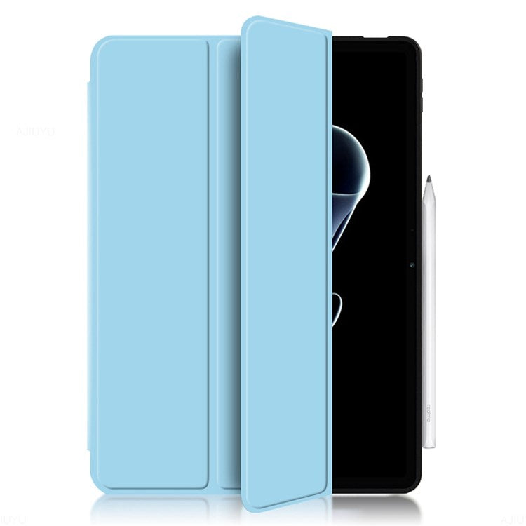 For Realme Pad X Shockproof Folio Flip Anti-fall Tri-fold Stand PU Leather + TPU Tablet Cover Case - Blue