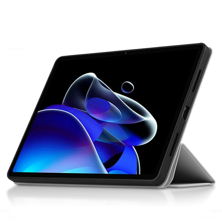 For Realme Pad X Shockproof Folio Flip Anti-fall Tri-fold Stand PU Leather + TPU Tablet Cover Case - Grey